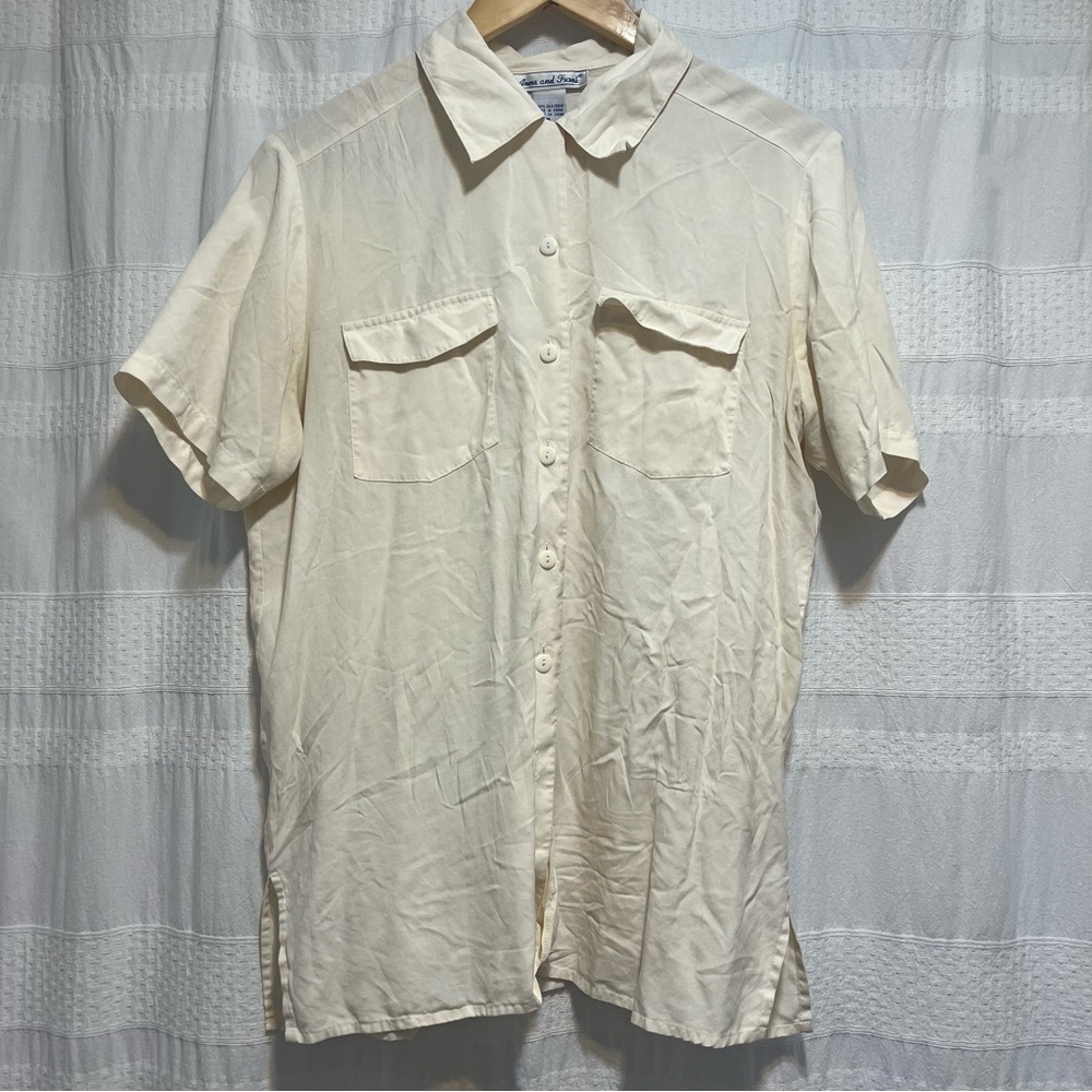 Vintage Silk Cream Button Down Shirt